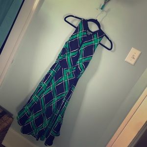 Green/Black plaid Anthropology wrap around dress